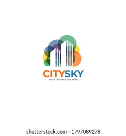 Abstract Colorful Sky and City Building Logo - Apartment Icon - Abstract Architecture Symbol Vector Illustration