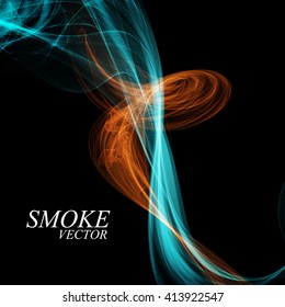 Abstract colorful smoke isolated on black, vector illustration