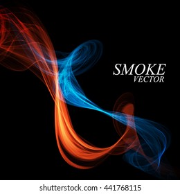 Abstract colorful smoke isolated on black, vector illustration