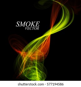 Abstract colorful smoke isolated on black background. Vector