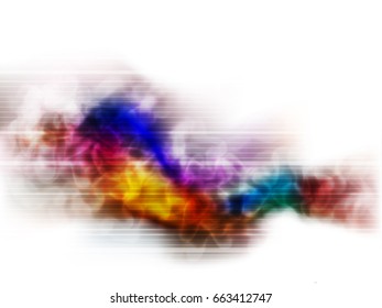 Abstract colorful smoke on white background with stripes. Clouds digital vector illustration wallpaper.