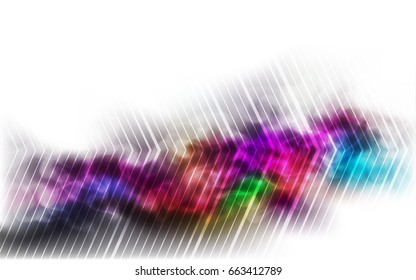 Abstract colorful smoke on white background with arrow stripes. Clouds digital vector illustration wallpaper.