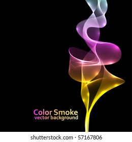 Abstract colorful smoke vector background with black copy space.