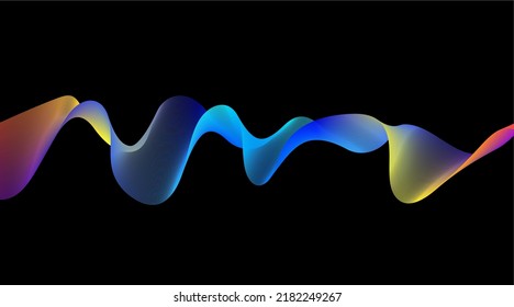 Abstract colorful smoke wave line colorful vector background. Music sound or energy concept. Universal geometric shape with liquid effect, vaporwave, synthwave shapes.