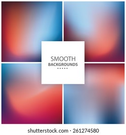 Abstract colorful, smooth, blurred backgrounds vector set