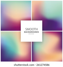 Abstract colorful, smooth, blurred backgrounds vector set