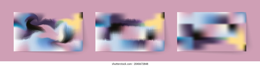 Abstract colorful smooth blurred vectored background for design. Set of three pictures.