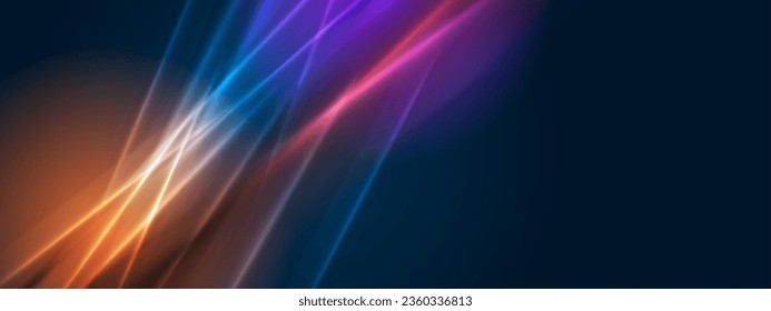 Abstract colorful smooth glowing neon lines tech background. Vector banner design