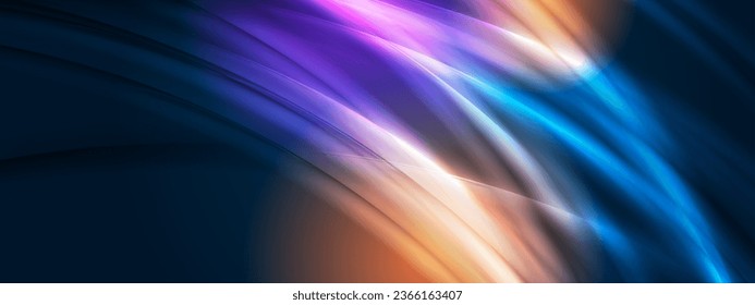 Abstract colorful smooth glowing neon waves tech background. Vector banner design