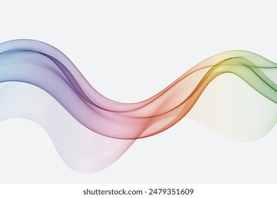 Abstract colorful smooth lines on a white background. Rainbow color wave element.