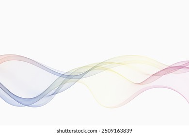 Abstract colorful smooth lines, wave on white background. Design element.