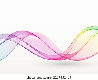 Abstract colorful smooth wave lines, white background. Design element for technology, science, music or modern concept.