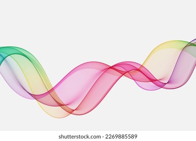 Resumen de líneas de onda lisas coloridas, fondo blanco. Elemento de diseño.