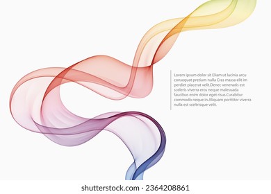 Abstract colorful smooth wave lines on a white background. Design element, color spectrum.