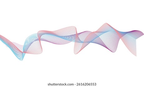 Abstract colorful smooth wave on a white background. Abstract vector wavy lines flowing smooth curve colorful concept of technology, science, music, modern.