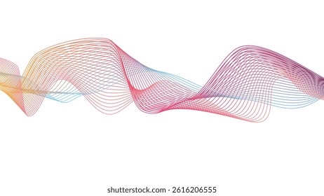 Abstract colorful smooth wave on a white background. Abstract vector wavy lines flowing smooth curve colorful concept of technology, science, music, modern.