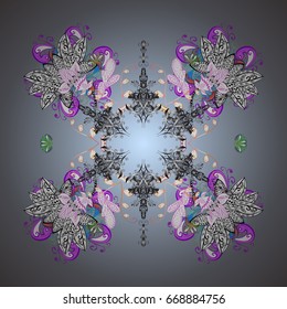 Abstract colorful snowflakes design. Textile print for bed linen, jacket, package design, fabric, fashion concepts. Vector colorful background. Snowflakes colorful pattern with watercolor effect.