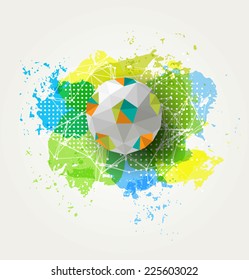 Abstract colorful soccer ball on bright background