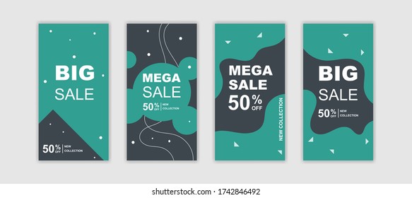 Abstract colorful social media sale stories. - Vector.