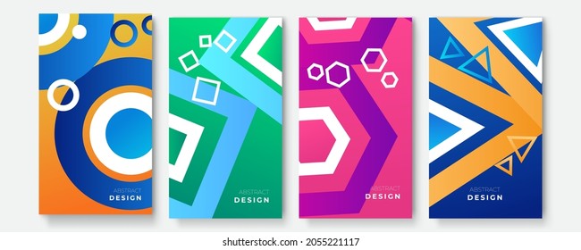 Abstract colorful social media story or post template. Geometric pattern background with bright color