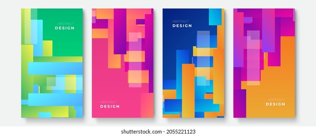 Abstract colorful social media story or post template. Geometric pattern background with bright color