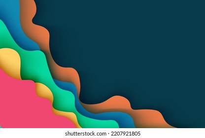 abstract colorful soft dynamic wavy shape papercut background. eps10 vector