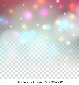 Abstract colorful sparkling glitter design on transparent background