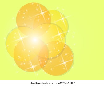 Abstract Colorful Sparkling Stars on Yellow Holiday Background . Vector Illustration.