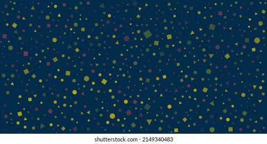 Abstrakte, dünn gespotte Muster, Quadrate, Punkte und Dreiecke mit zufälligen Größen und Ausrichtung mit Farben von Grün und Rot - Minimalistische Textur, Vektorhintergrunddesign