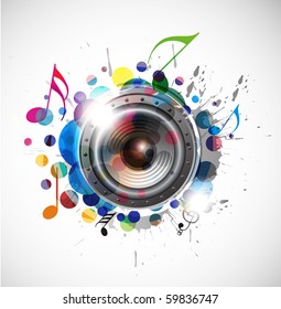 abstract colorful speaker design background illustration.