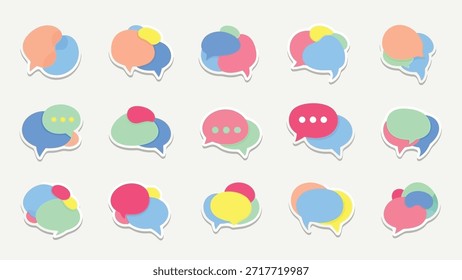 Coleção de Vetor de Bolha de Fala Colorida Abstrata para Comunicação Digital e Diálogo Moderno de Mídia Social