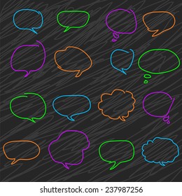 Abstract colorful speech bubbles. A set of hand-drawn. Flat design style. Made vector illustration