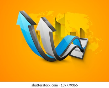 Abstract colorful spiral arrows on yellow background. 
