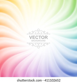 Abstract colorful spiral background with glowing center for your content. Pattern design for banner, poster, flyer, card, postcard, cover, brochure. Eps 10 vector illustration with gradient mesh.