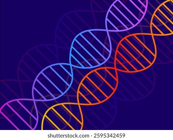 Abstract colorful spiral of DNA, molecular background and science concept