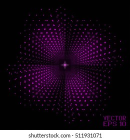 Abstract Colorful Spiral Pattern. Scenic Violet Structure Texture with Glow Ellipses. Vector. 3D Illustration