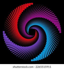 Espiral colorida abstracta. Fondo de puntos vectoriales para banners de diseño, afiches, proyectos empresariales, textura de arte pop, cubiertas. Textura geométrica a medio tono.
