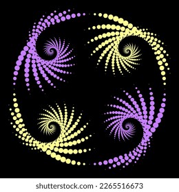 Abstrakte bunter Spirale. Vektorgrafik-Hintergrund für Design-Banner, Poster, Geschäftsprojekte, Pop-Art-Textur, Cover. Geometrische Halbtonstruktur.