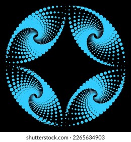 Abstract colorful spiral. Vector dots background for design banners, posters, business projects, pop art texture, covers. Geometric halftone texture.