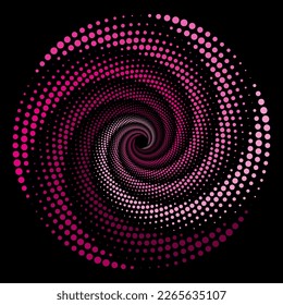 Abstract colorful spiral. Vector dots background for design banners, posters, business projects, pop art texture, covers. Geometric halftone texture.