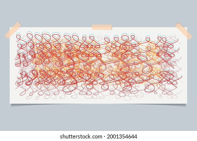 Abstract colorful spiral wire shape background. Hand-drawn elements