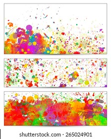 Abstract colorful splash backgrounds, banners set. Watercolor background illustration.