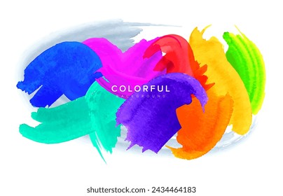 Vector de pincel de salpicadura colorido abstracto en fondo blanco. Plantilla de vector para el fondo del folleto o de la cubierta.
