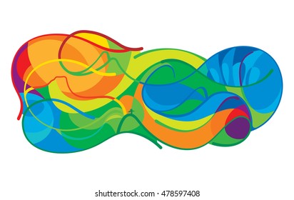 Abstract colorful sport background. Summer pattern. Athletic games made in blue, green, orange, yellow colors. 