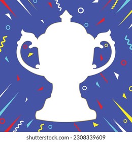 Abstract colorful sports celebration background. empty trophy outline copy space. web banner, poster, wallpaper design.