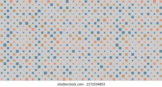 Abstract Colorful Spotted 3D Pattern, Squares with Random Sizes and Changing Shades of Blue and Brown Colors - Geometric Mosaic Texture - Generative Art, Vector Background Design