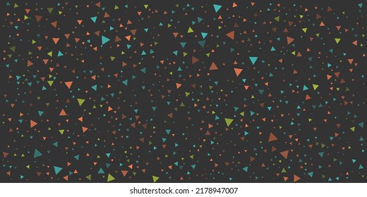 Abstract Colorful Spotted Pattern - Random Placed Spots, Triangles of Various Sizes, Texture with Copyspace, Generative Art, Vector Design on Dark Background