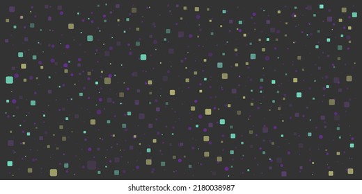 Resumen de patrón de puntos colorido - cuadrados colocados al azar de diversos tamaños, textura con espacio de copias, arte generativo, diseño de vectores en fondo oscuro