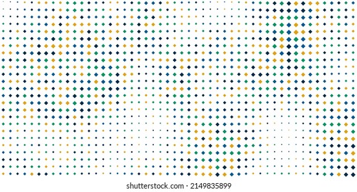 Abstract Colorful Spotted Slightly Wavy 3D Pattern, Squares with Random Sizes on White Background - Geometric Mosaic Texture - Generative Art, Vector Background Design