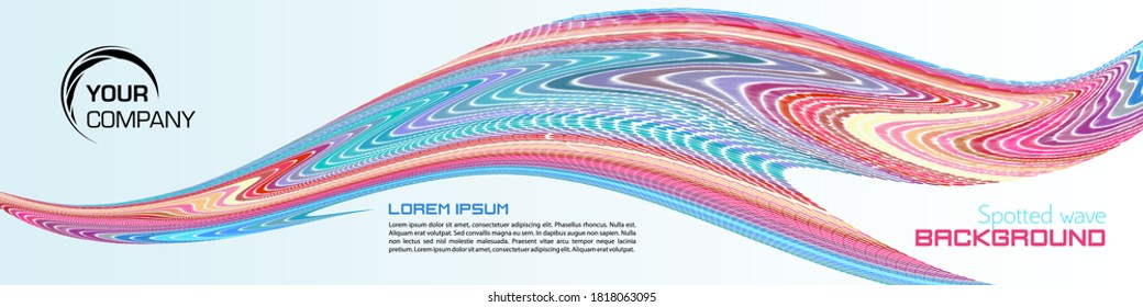 Abstract colorful spotted wave on white background. Vector illustration, web banner